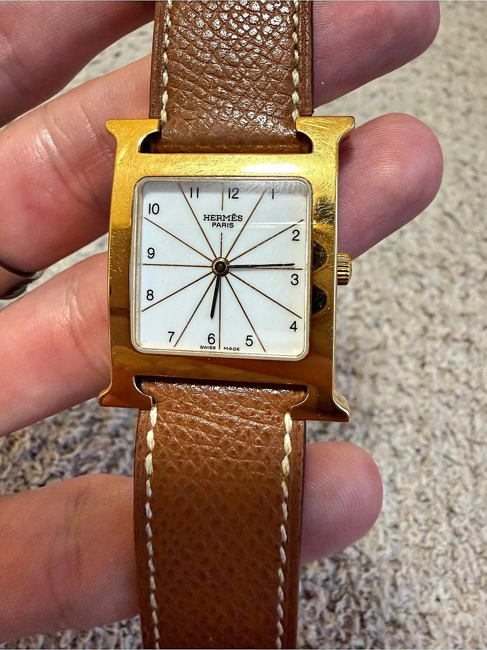 Hermes H Watch HH1.501 Gold Tone Watch